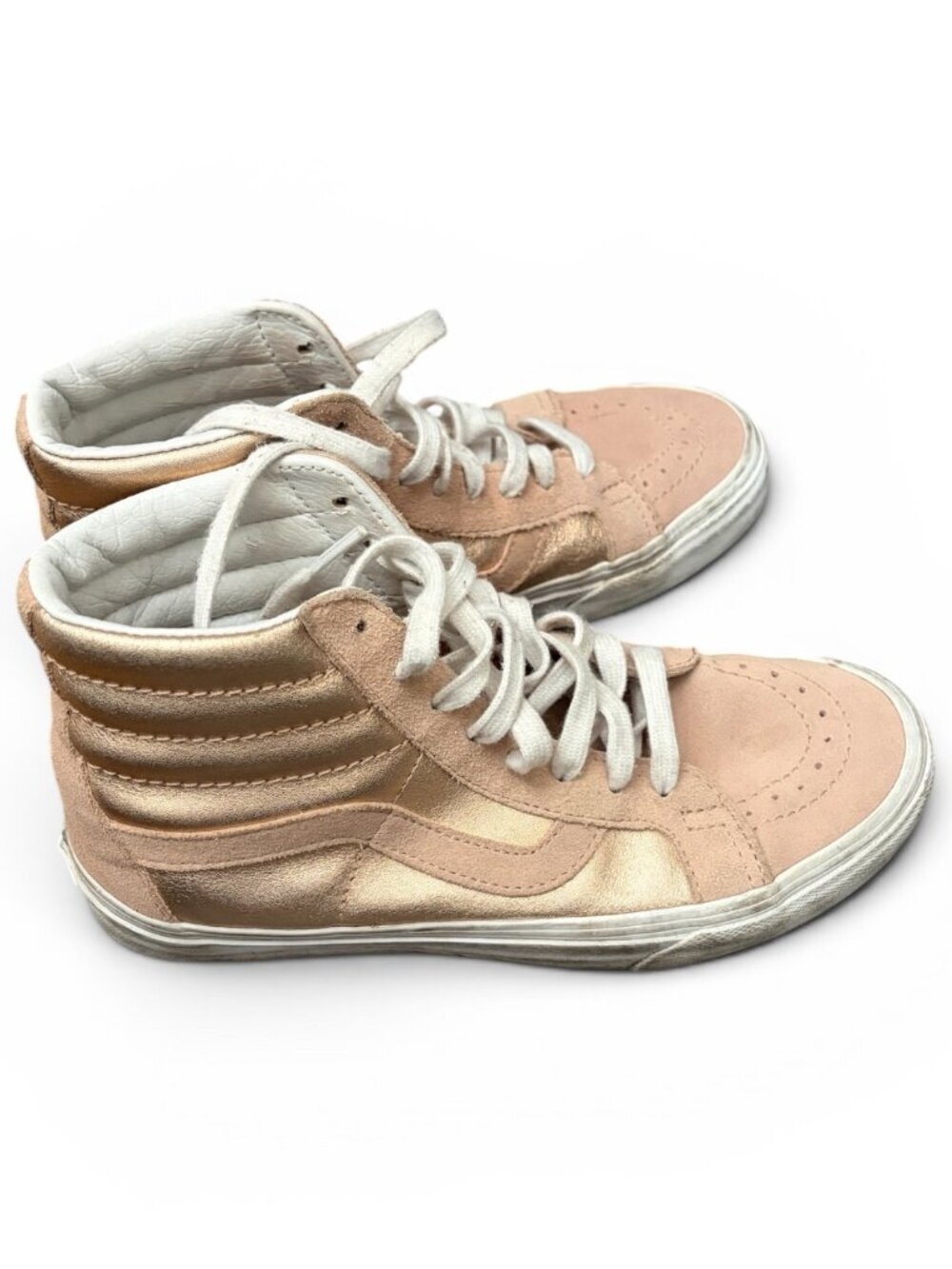 Van's Sk8-Hi Reissue Sneakers Gold Metallic Suede Colorway Women's 5.5 - Picture 2 of 5